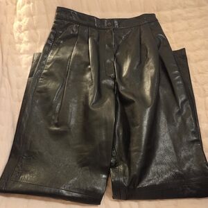 Black Leather Wideleg Pants